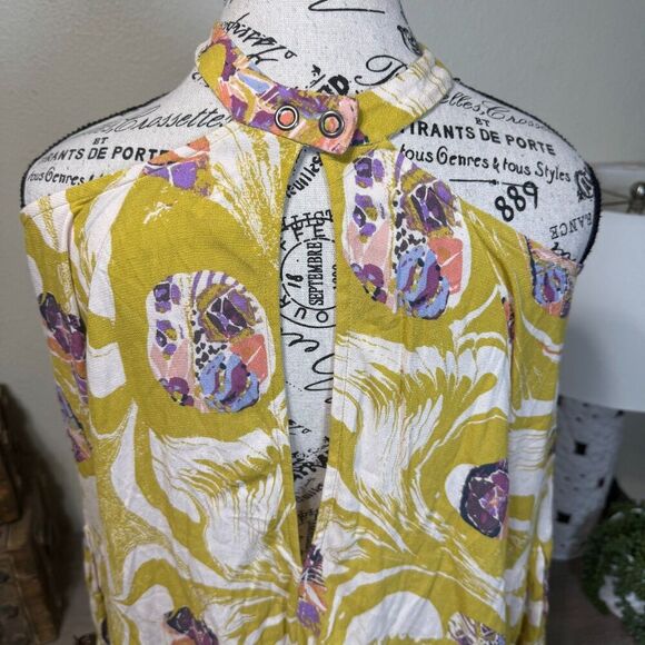 Free People Drift Away Boho Bishop Sleeves Tunic Cold Shoulder Dress Sz S Flowy - Picture 7 of 11